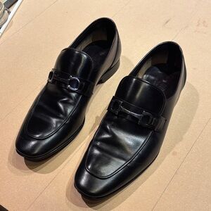 Salvatore Ferragamo Black Leather Slip-Ons